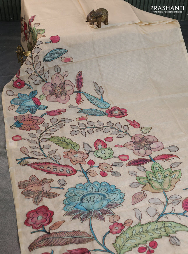 Kota saree cream with kalamkari applique work