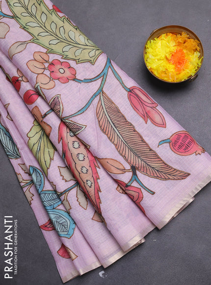 Kota saree mild lavender with kalamkari applique work