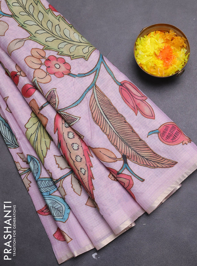 Kota saree mild lavender with kalamkari applique work