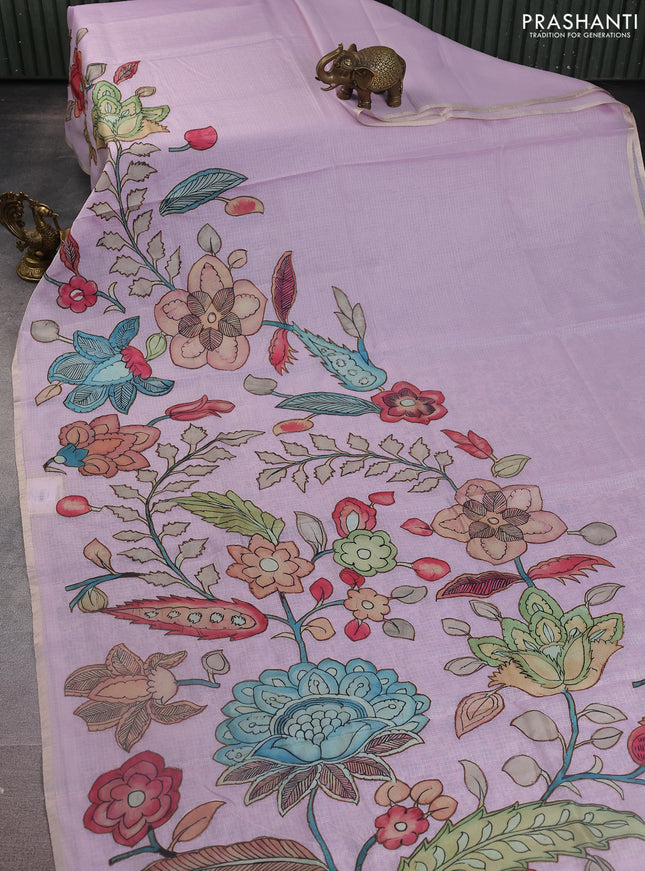 Kota saree mild lavender with kalamkari applique work