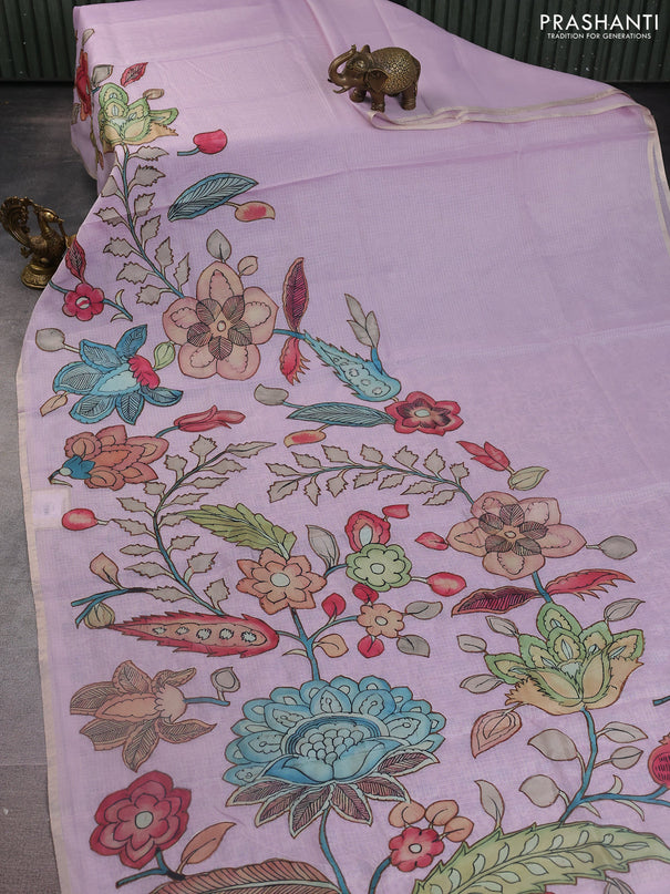 Kota saree mild lavender with kalamkari applique work