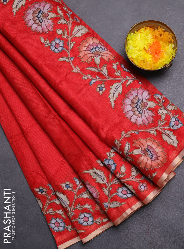 Kota saree red with kalamkari applique work