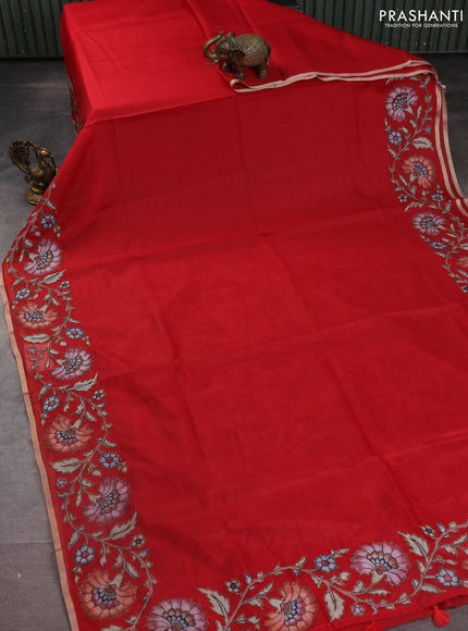 Kota saree red with kalamkari applique work