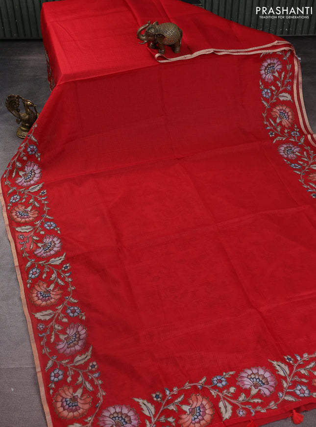 Kota saree red with kalamkari applique work