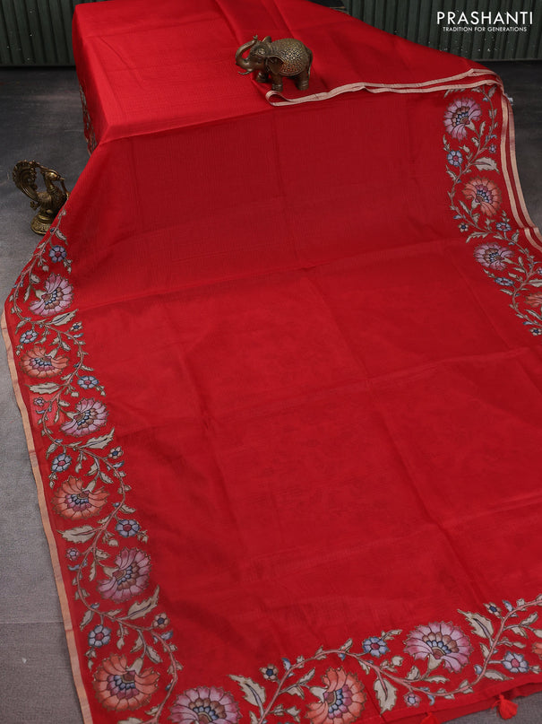 Kota saree red with kalamkari applique work