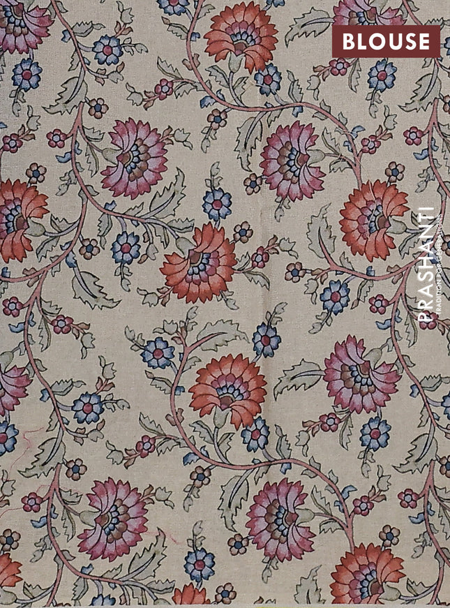 Kota saree dual shade of bluish green with kalamkari applique work