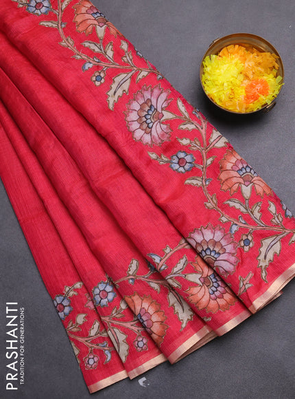 Kota saree pink with kalamkari applique work