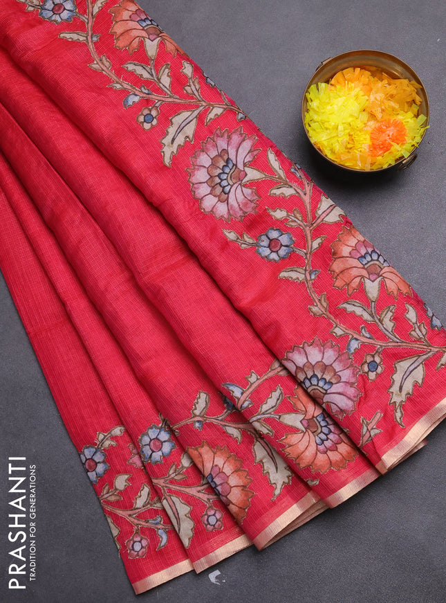 Kota saree pink with kalamkari applique work
