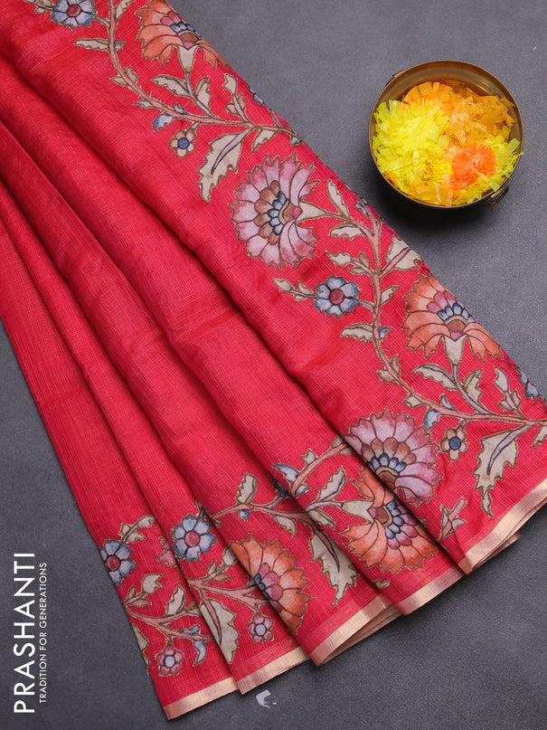 Kota saree pink with kalamkari applique work