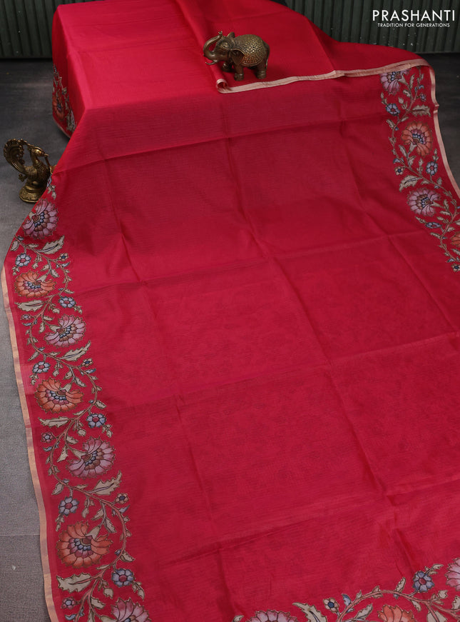 Kota saree pink with kalamkari applique work