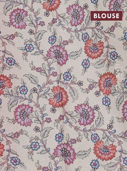 Kota saree dual shade of orange with kalamkari applique work