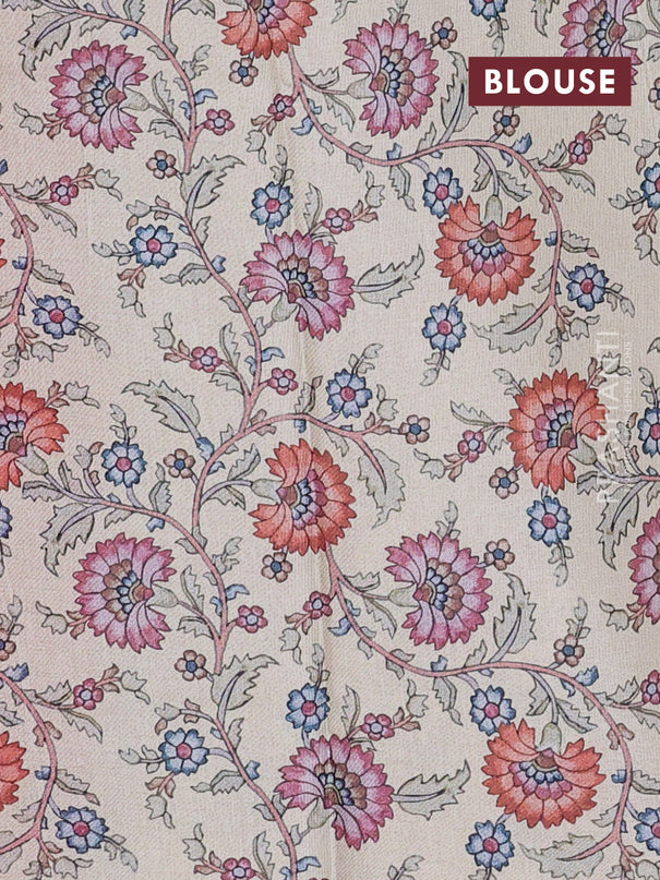 Kota saree dual shade of orange with kalamkari applique work