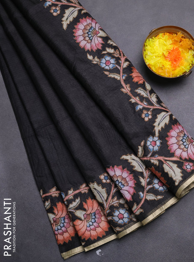 Kota saree black with kalamkari applique work