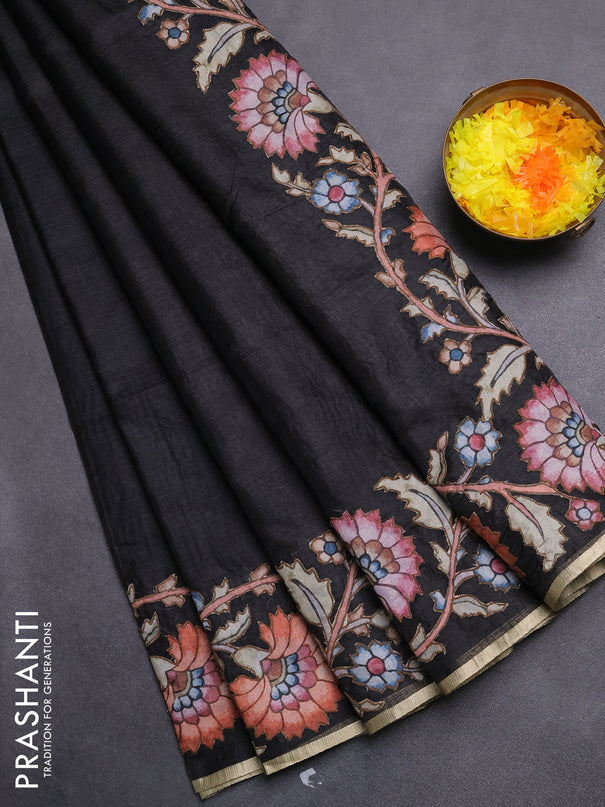 Kota saree black with kalamkari applique work