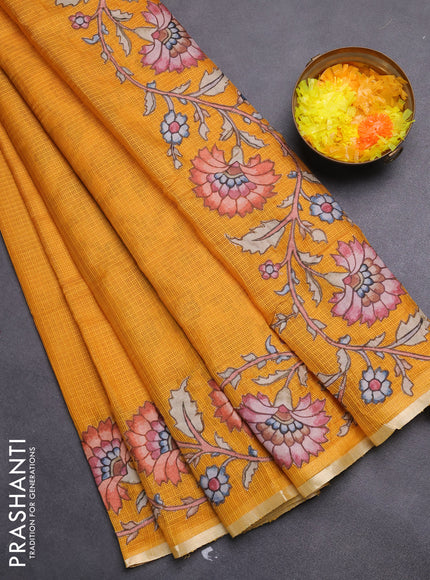 Kota saree mustard yellow with kalamkari applique work