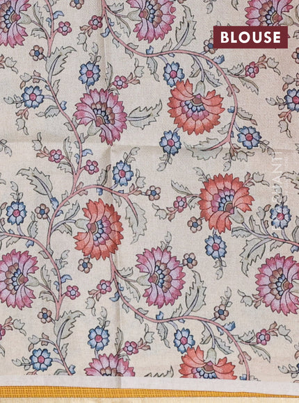 Kota saree mustard yellow with kalamkari applique work