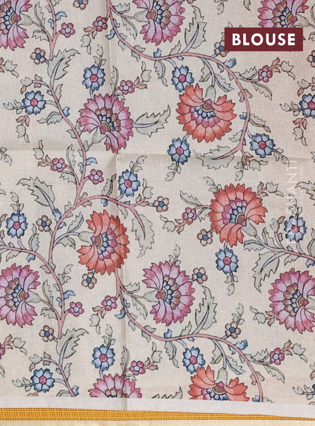 Kota saree mustard yellow with kalamkari applique work