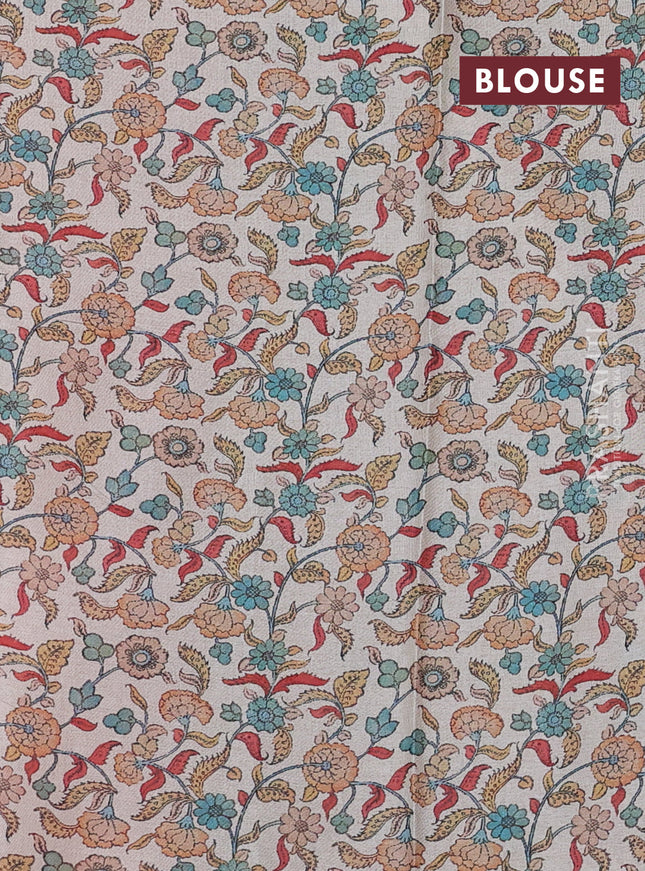 Kota saree mild peach pink with kalamkari applique work