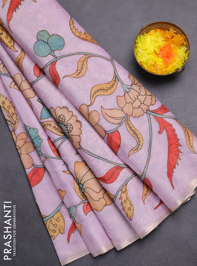 Kota saree mild lavender with kalamkari applique work
