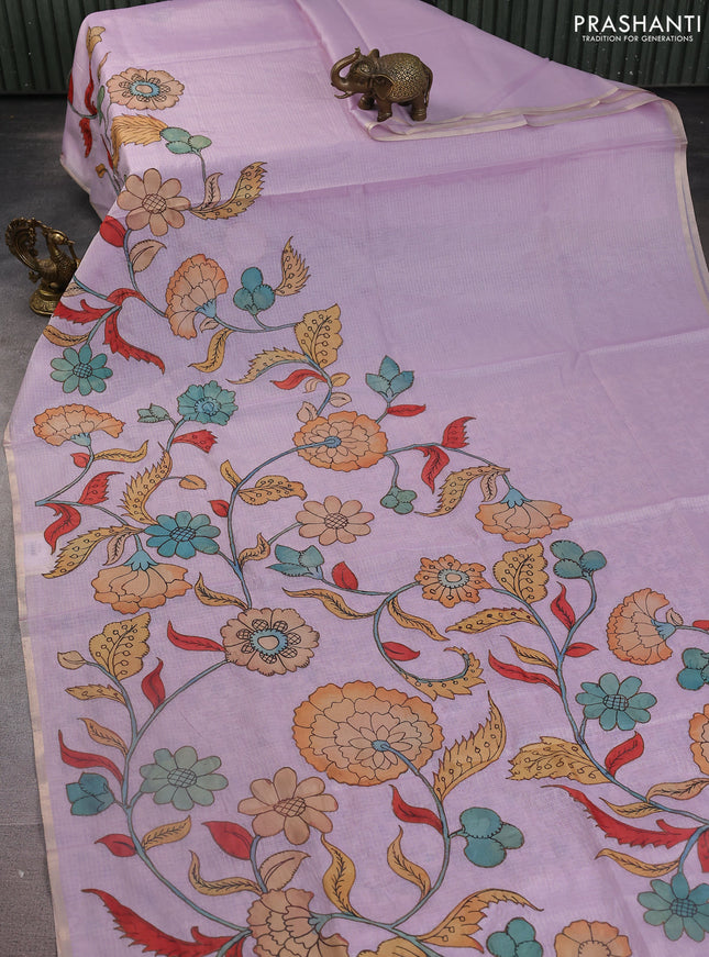 Kota saree mild lavender with kalamkari applique work