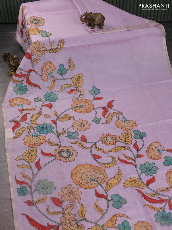 Kota saree mild lavender with kalamkari applique work