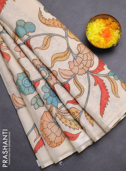 Kota saree cream with kalamkari applique work