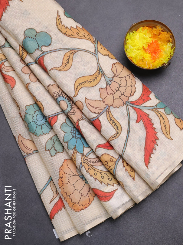 Kota saree cream with kalamkari applique work