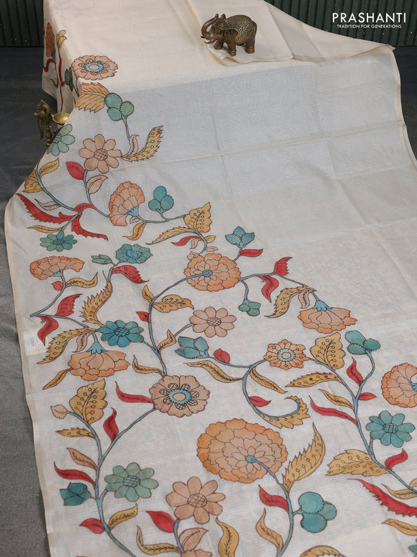 Kota saree cream with kalamkari applique work