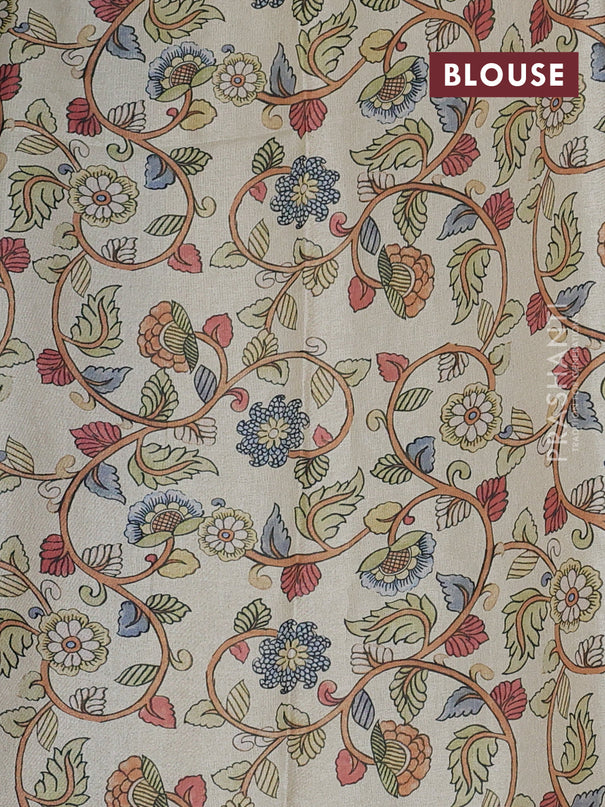 Kota saree dual shade of bluish green with kalamkari applique work