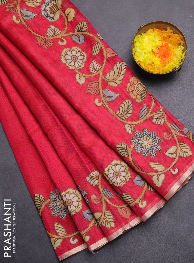 Kota saree pink with kalamkari applique work