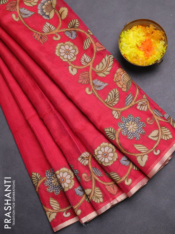Kota saree pink with kalamkari applique work