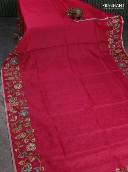 Kota saree pink with kalamkari applique work