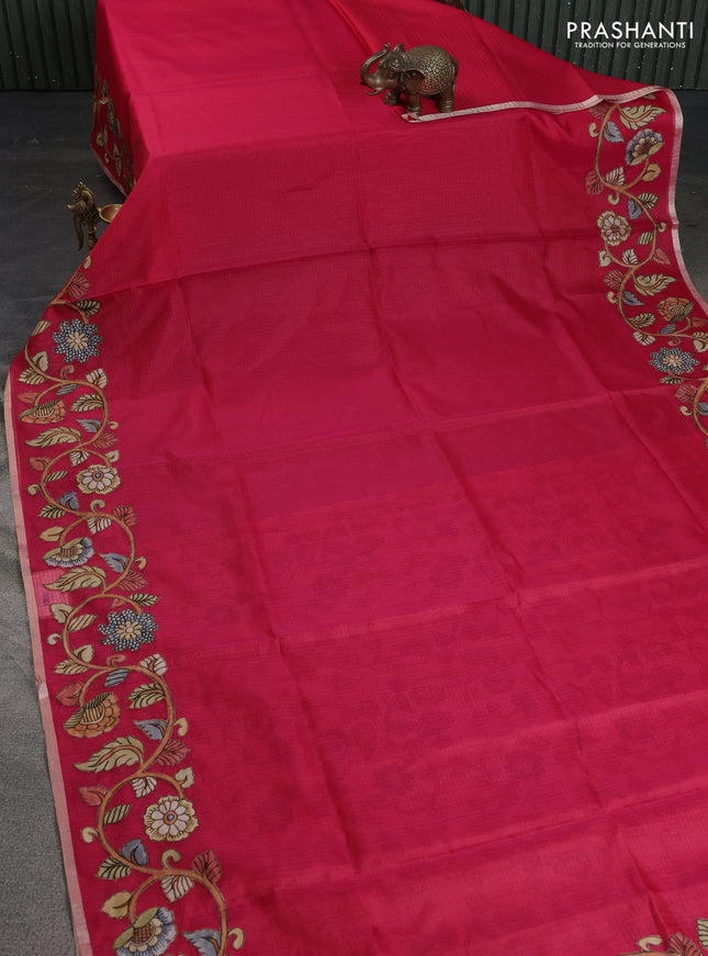 Kota saree pink with kalamkari applique work