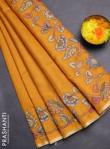 Kota saree mustard yellow with kalamkari applique work