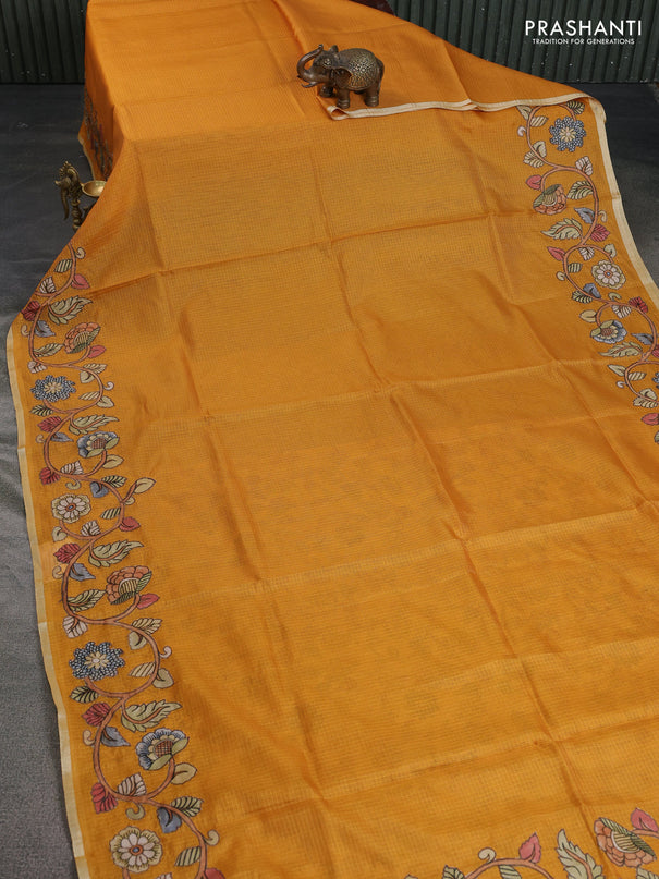 Kota saree mustard yellow with kalamkari applique work