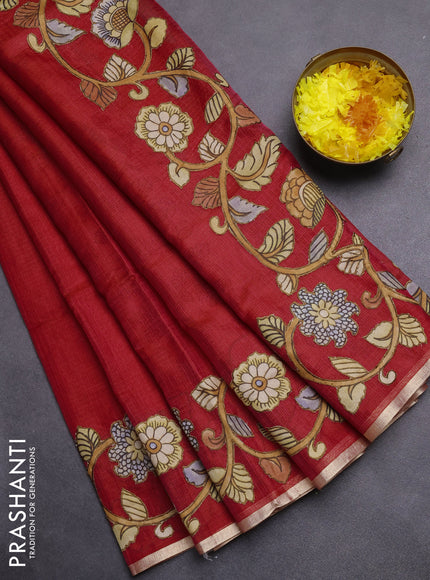 Kota saree red with kalamkari applique work