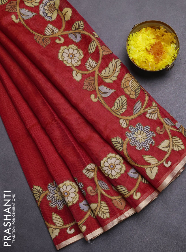 Kota saree red with kalamkari applique work
