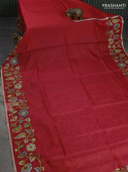 Kota saree red with kalamkari applique work