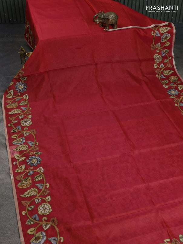 Kota saree red with kalamkari applique work