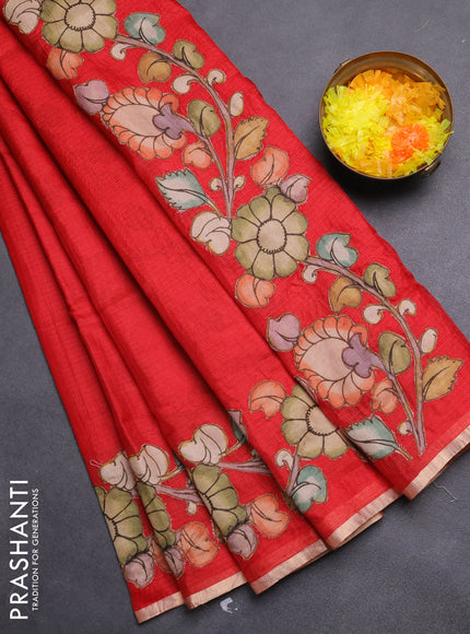 Kota saree red with kalamkari applique work