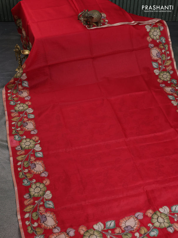 Kota saree red with kalamkari applique work