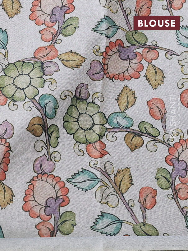 Kota saree dual shade of bluish green with kalamkari applique work