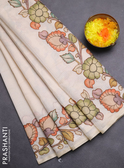 Kota saree cream with kalamkari applique work