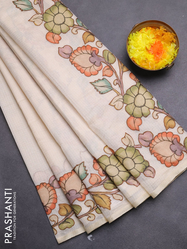 Kota saree cream with kalamkari applique work
