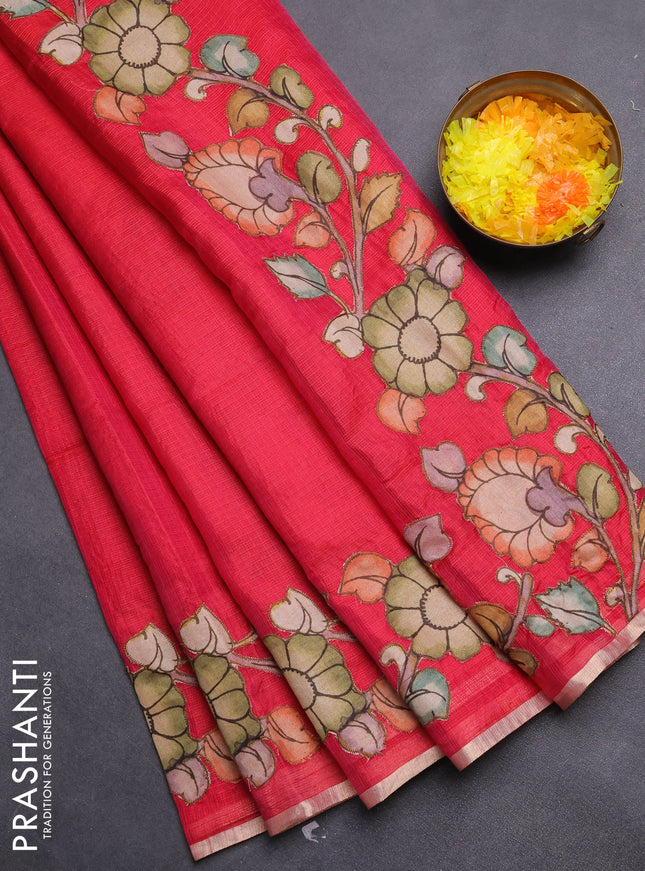 Kota saree pink with kalamkari applique work