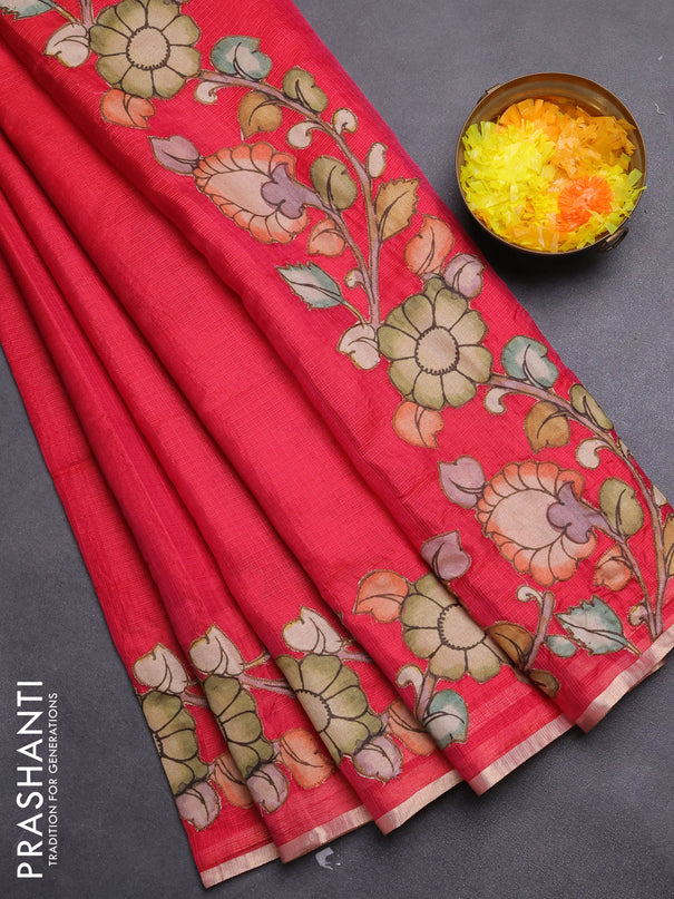Kota saree pink with kalamkari applique work