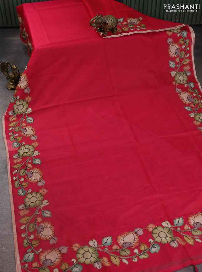 Kota saree pink with kalamkari applique work
