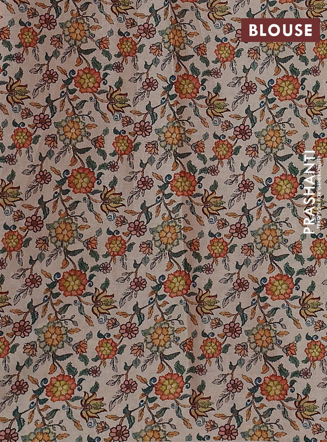 Kota saree dual shade of orange with kalamkari applique work