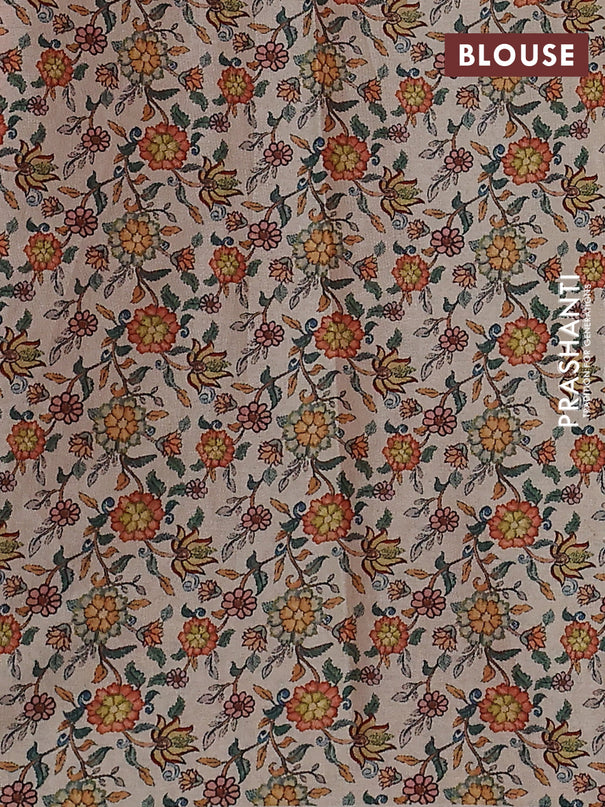 Kota saree dual shade of orange with kalamkari applique work