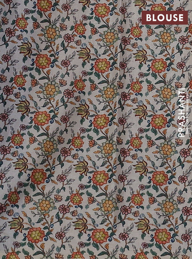 Kota saree dual shade of bluish green with kalamkari applique work